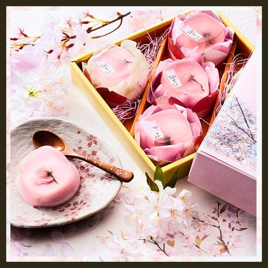 Delicate Seasonal Sakura Cherry Blossom x Peach Pudding - Creative Japanese Sweets - JapanHapiness