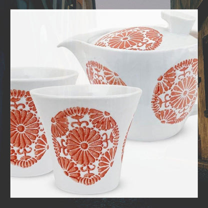 Hasami Porcelain Teapot and Pair Teacup Set ( Japan Hasami ware porcelain ) - JapanHapiness